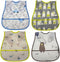 Baby Bib Waterproof with Snaps for Infants and Toddlers - 4pcs Food Catcher Bibs (Car, Puppy, Bear)