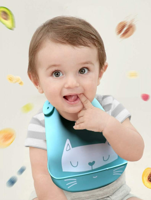 Baby Bibs Silicone Feeding Bibs - 3pcs Adjustable Waterproof Bibs for Feeding