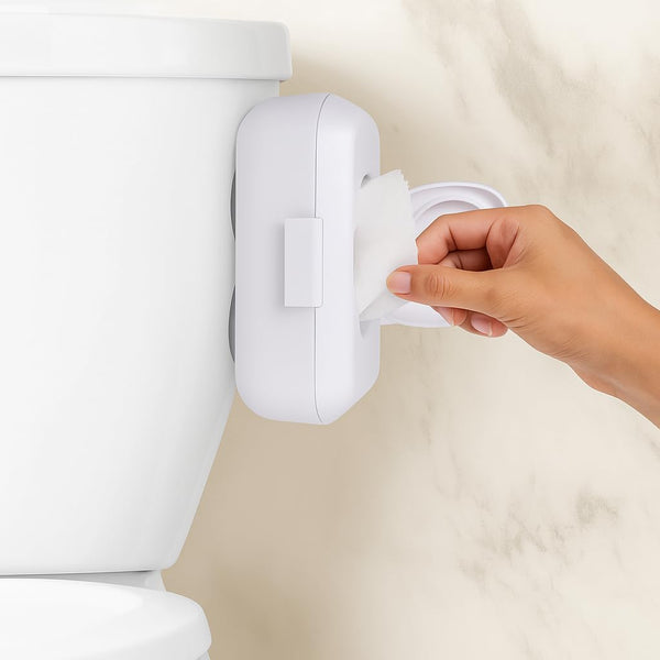 Discreet Flushable Wipes Dispenser Fits STANDARD Size Flushable Wipes Only No-Drill Suction