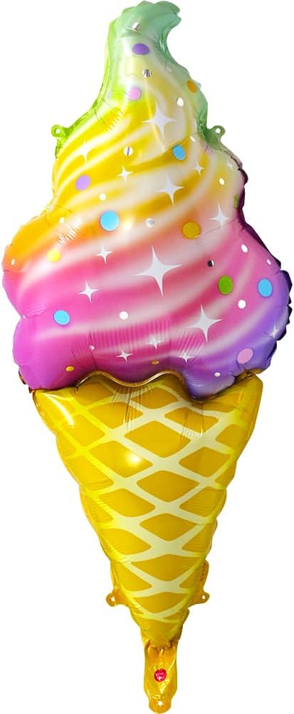 6 Pack Rainbow Ice Cream Cone Balloon Candies Sweetmeat Food Party Supplies For Birthday Wedding Baby Shower, Big Ice