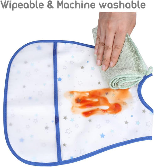 6-36M Baby bibs Waterproof Toddler bib - Feeding bib with Pocket for Infant Boy Girl Washable