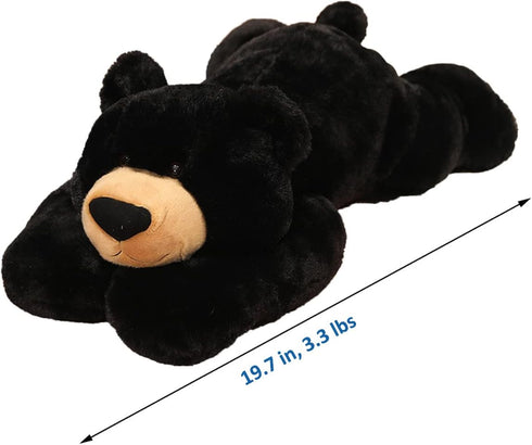 Hronsa 19.7in 3.3lbs Weighted Stuffed Animals, Weighted Bear Stuffed Animal Toy Cute Black Bear Plush Pillow for Adults