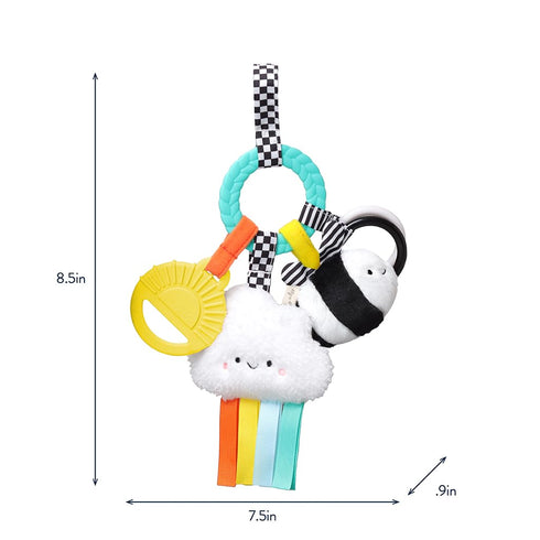 0 Itzy Ritzy Teething Activity Toy - Bitzy Busy Ring Infant Teething Toy Features Braided Ring & Dangling Toys