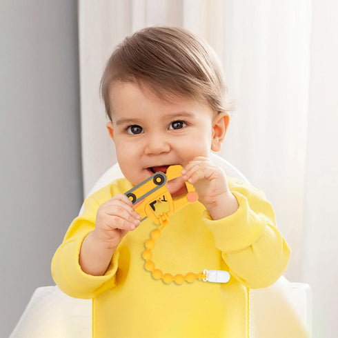 Baby Food Grade Silicone Carrier Vehicle Teether Toy - Teething Pain Relief Gift Set for 3 Months+