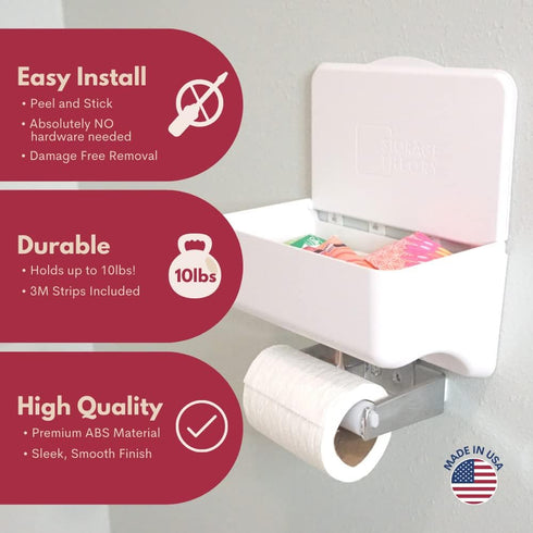 1 Pack Bathroom Wipes Holder Dispenser with Shelf Restroom Organizer & Wipe Holder for Bathroom Tool Free Wall Mounted