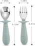 PandaEar 4 Set Baby Toddler Silicone Stainless Steel Utensils Silverware Spoon Fork for Baby Toddler BPA Free with Silicone Holding Anti-Choke Design by PandaEar