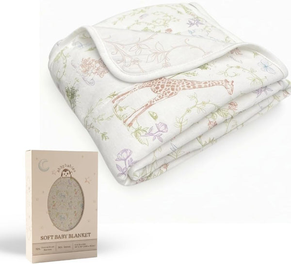 abbybabies Reversible Soft Baby Blanket, Grow-with-Baby for Boys and Girls, Bamboo Viscose &