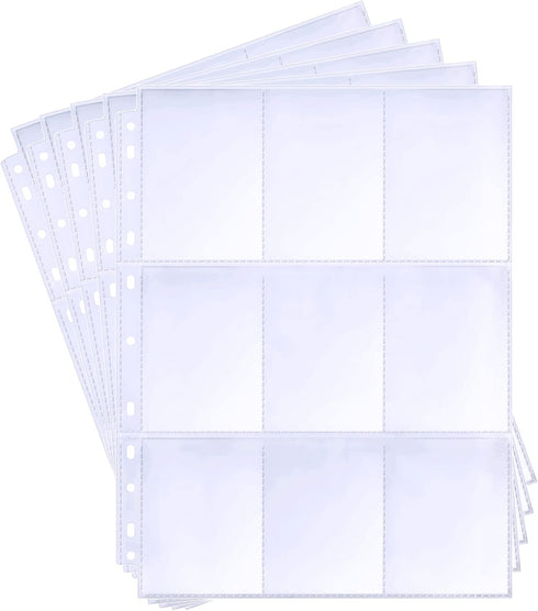 360 9 3 (20 Pack) Pockets Binder Card Sleeves Double-Sided Pocket Trading Card Pages for Ring Binder, Clear Plastic