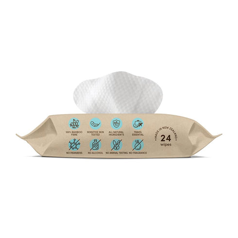 PACK: 99.7% 100% 0% 1 PACK 120 Terra Bamboo Baby Wipes TRAVEL Pure, Pure New Zealand Water, Biodegradable Bamboo Fiber