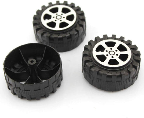 4pcs Model Car Wheels 42mm Plastic DIY Toy Wheels Black for 2mm Shaft