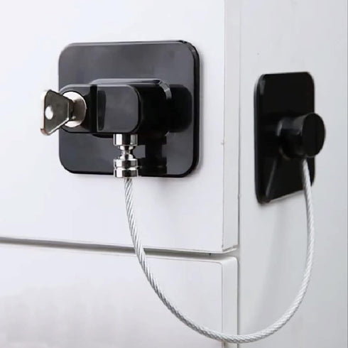 Fridge Lock (2 Pack),Refrigerator Lock with Keys,for Fridge, Cabinet Locks, Drawers, Dishwasher, Toilet and Child Safety Cabinet Locks, 3M Adhesive No Drilling (Black) by KIZZHISI