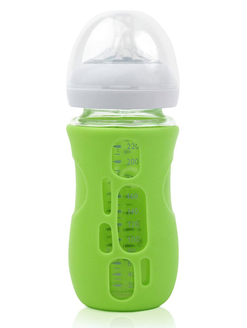(8 oz, Olababy Silicone Sleeve for Avent Natural Glass Baby Bottles Green)