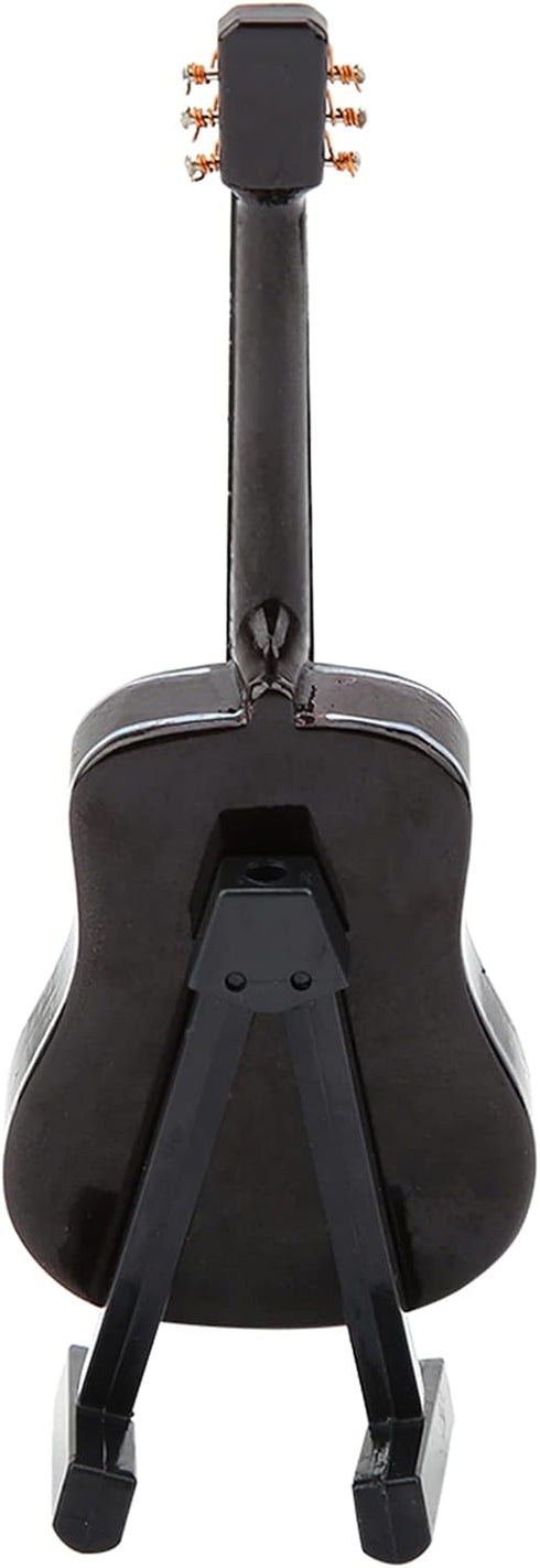Miniature Guitar Model, Wooden Dollhouse Guitar with Stand and Case, Musical Instrument Home Decor (10CM)