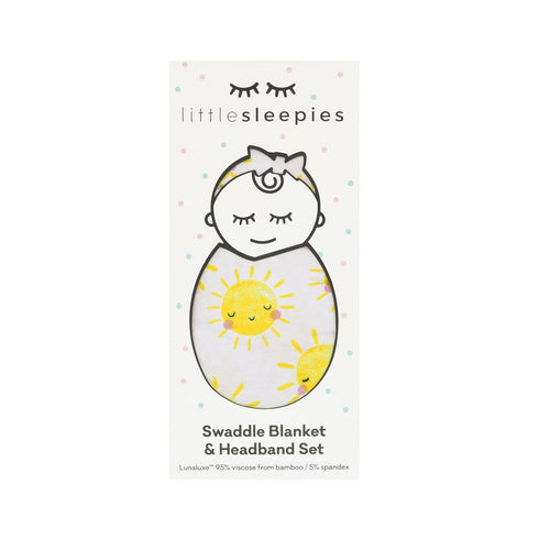 Set, Little Sleepies Swaddle & Headband Bow Viscose from Bamboo Baby Swaddles, Newborn Baby Girl Clothes (Luxe