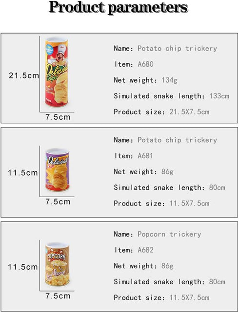 Cooplay Popup Snake in a Popcorn Can Prank, Halloween Fools Day Party Magic Trick Joke Gadget Fun Prank Gag Friend