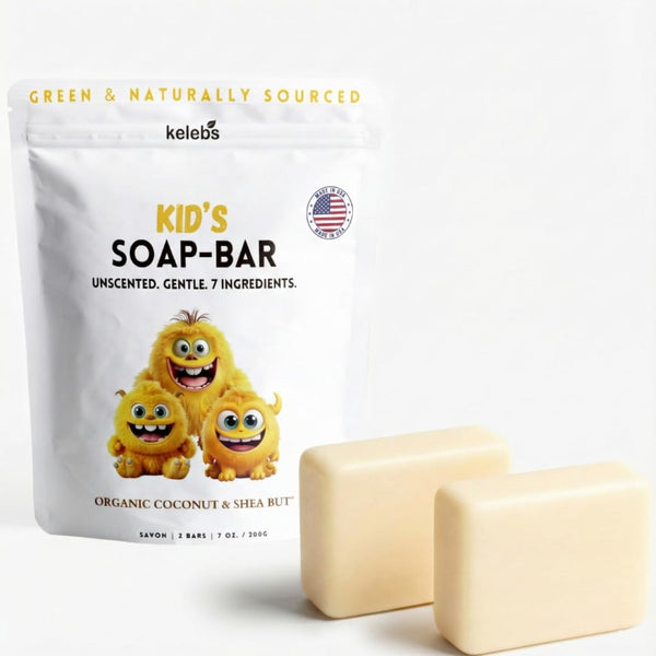 KELEBS Unscented Kids Soap Bar 2-Pack Organic & Gentle Trio Oil Body