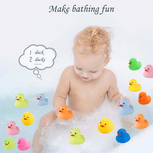 WAMSOLE 50 Pcs Multicolor Mini Rubber Ducks Baby Bath Toy ,Children Squeak and Float Colored Small Ducks in Bulk