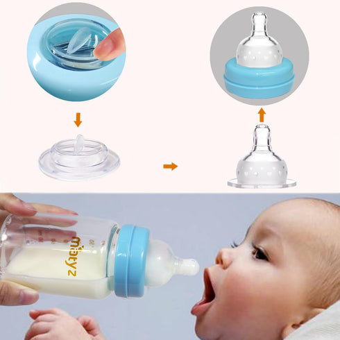 4-PACK 6 Oz Matyz Wide Mouth Glass Breast Milk Storage Containers With Lids (Blue, Each) - Glass Freezer Safe