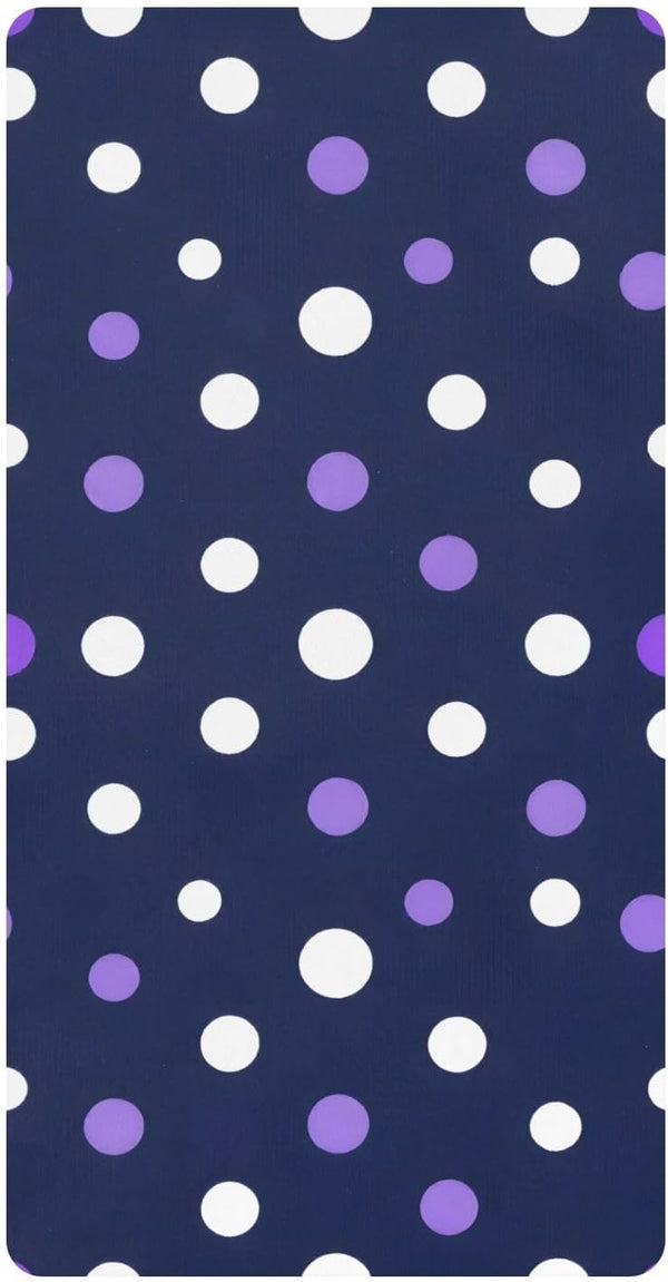 CZXW Polka Dots Purple White Crib Sheets Fitted 52" x 28" Natural Cotton