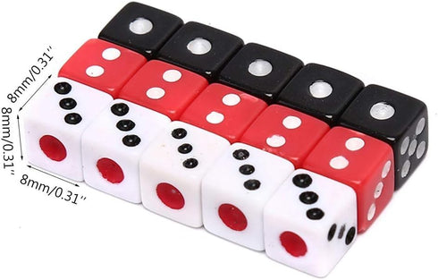 100Pcs 8mm Acrylic Dice - White Black Gaming Dice, Standard Six Sided Decider Board Game Dice Set