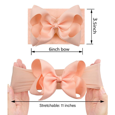 Yxiang 20pcs Baby Headbands with 6" Big Elastics, Nylon Ribbon Bows Hair Accessories for Newborns