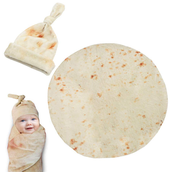 Ashipher Burrito Swaddle Blanket for Baby, Wrap Tortilla Safe Flannel Shower Blanket with