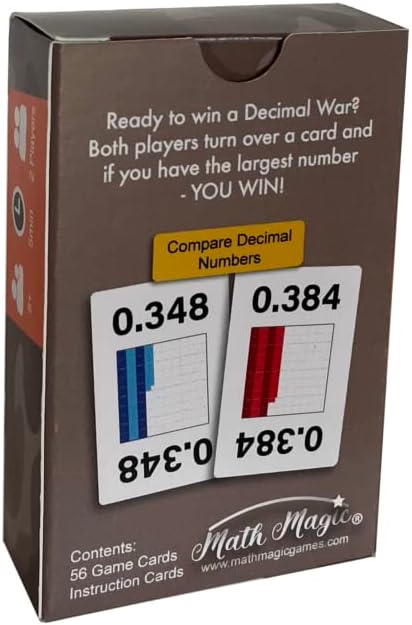 Decimal War Card Game - Read and Compare Decimal Numbers