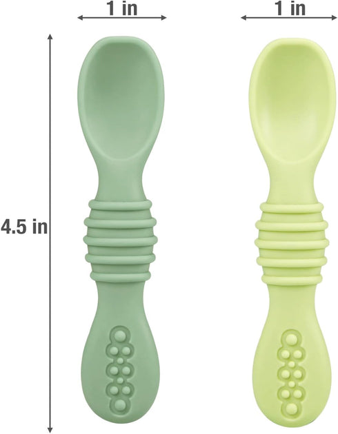 PandaEar 6 Pack Silicone Baby Spoons, Self Feeding 6 Months for Toddler - Baby Led Weaning Utensils Set