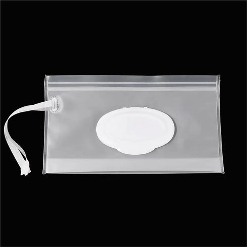 linenb 5pcs Travel Wipes Case Reusable Snap Strap Cleaning Wet Wipes Bag Mask