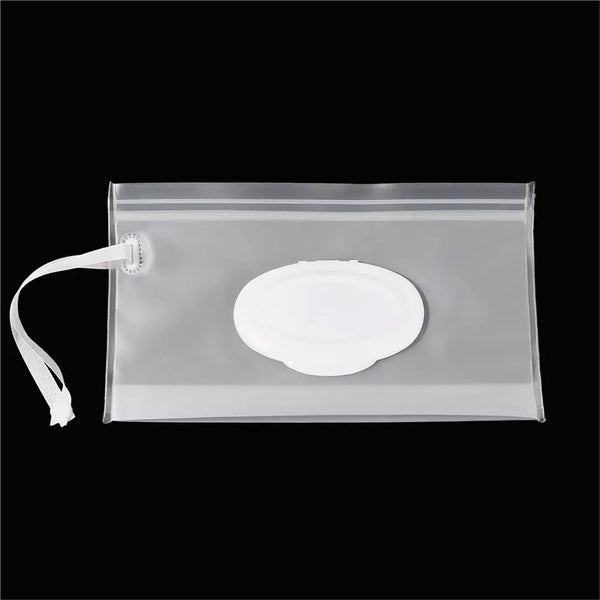 linenb 5pcs Travel Wipes Case Reusable Snap Strap Cleaning Wet Wipes Bag Mask