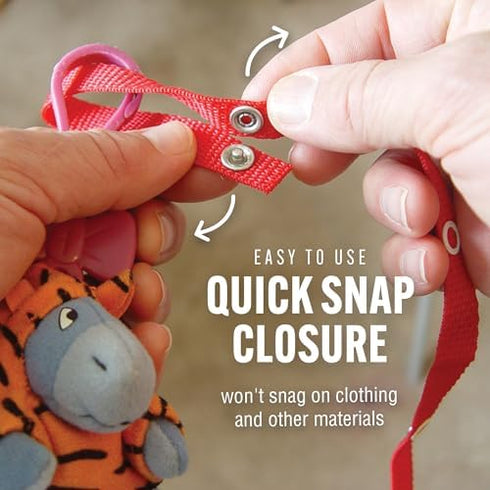 Baby Buddy Secure-a-Toy, Adjustable Pacifier and Teether Strap for Stroller, Highchair, and Car Seat, Royal Orange Gray