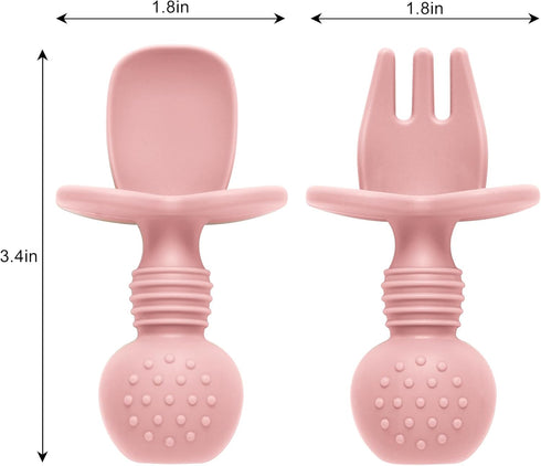 Silicone Baby Feeding Set, 2 Pack Divided Toddler Plates with Suction and Spoons, BPA Free Baby Led Weaning Supplies