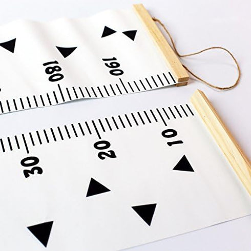 Kids Growth Chart, Wood Frame Fabric Canvas Height Measurement Ruler for Child's Room Decoration 7.9 x 79in (Triangle)