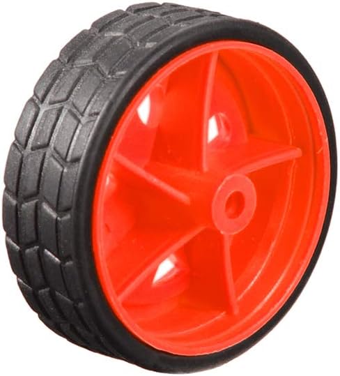 uxcell 30mm Rubber RC Wheel Tires DIY Model Robots 4pcs, Red and Black