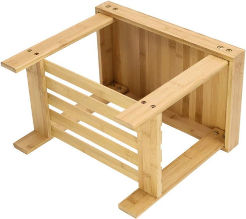 KKTONER Bamboo Step Stool with Storage Shower Bench with Shelf Foot Stool for Bathroom Living Room Bedroom Natural