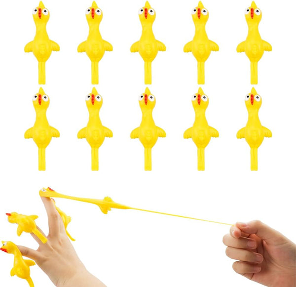 TCOTBE 10 Pack Slingshot Chicken,Slingshot Chicken Rubber Flick Flying Chicken,Funny Christmas, Flingers Stretchy