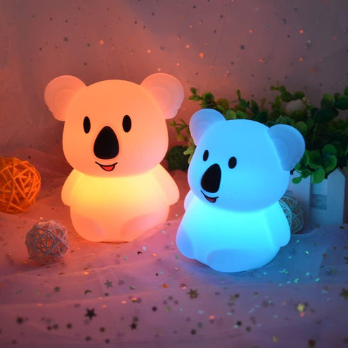 Koala Night Light for Kids, Silicone Bedside Bedroom Lighting, Color Changing Baby Nursery Light