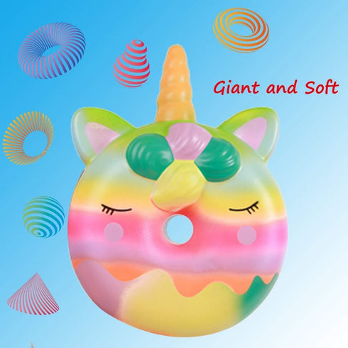 Anboor 13 Inches Squishies Jumbo Unicorn Donut Kawaii Soft Slow Rising Scented Giant Doughnut Stress Relief Toy
