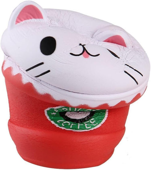 Anboor 5.3" Soft Squishys Food Toy - Kawaii Cat Coffee Cup for Kids and Adults, Collection Stress Relief Toy