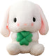 Soft Toy - Sitting Lop Eared Rabbit, Easter White Rabbit Stuffed Bunny with Carrot, Realistic Long-Eared Pink Plush
