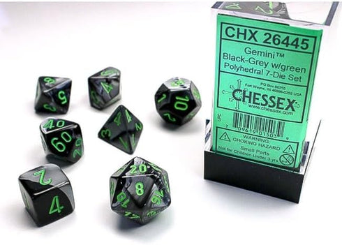 Chessex CHX26445 Dice-Gemini Set, Black/Grey/Green