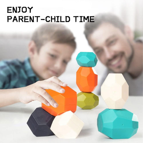 Tucimibo Set, Jumbo Balancing Stones Toy Polyhedral Plastic Stacking Rocks Educational Creative Preschool Arts Learning