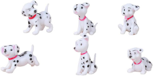 Dollhouse Family Set, Mini Animal Figures for 1:12 1:6 Scale Doll House, 6 Mini Plastic Dalmatians