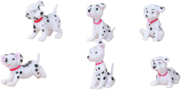 Dollhouse Family Set, Mini Animal Figures for 1:12 1:6 Scale Doll House, 6 Mini Plastic Dalmatians