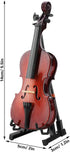 5.5in Dollhouse Miniature Wooden Cello with Bow Stand & Case, Musical Instrument Accessories Gifts