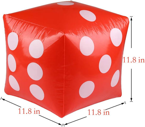 11.8" Jumbo Inflatable Dice - 2 Pack Outdoor Fun Giant Dice Set for Indoor/Outdoor Board Games, Ludo, Pool Party (Red)