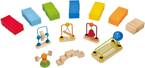 Hape Dynamo Wooden Domino Set | Award Winning Building Block Set for Kids, 107 Solid Pieces of Fun