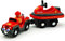 Wooden Train Cars Track Accessories Set, Rescue Fire Truck with Light and Sound for Boys and Girls