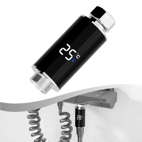 HanOaki LED Shower Thermometer Display for Baby Bathtub Copper ABS Black Silver