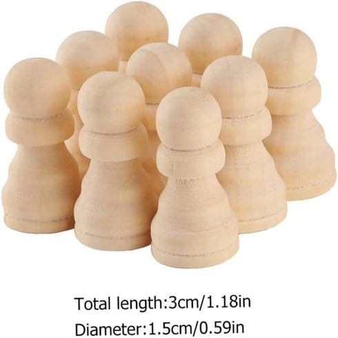 TOYANDONA 50pcs Wooden Chess Pieces Toys - Unfinished Wood Crafts Puzzle Toy - Wood Checker Toys Painting DIY Chess